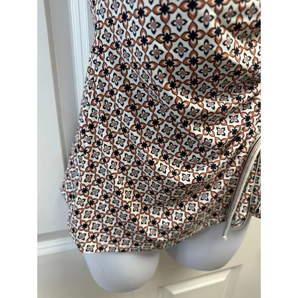 Max Studio Top Womens X-Small White Blouse Shirt Ruched Wrap Knit Career New - Picture 4 of 13